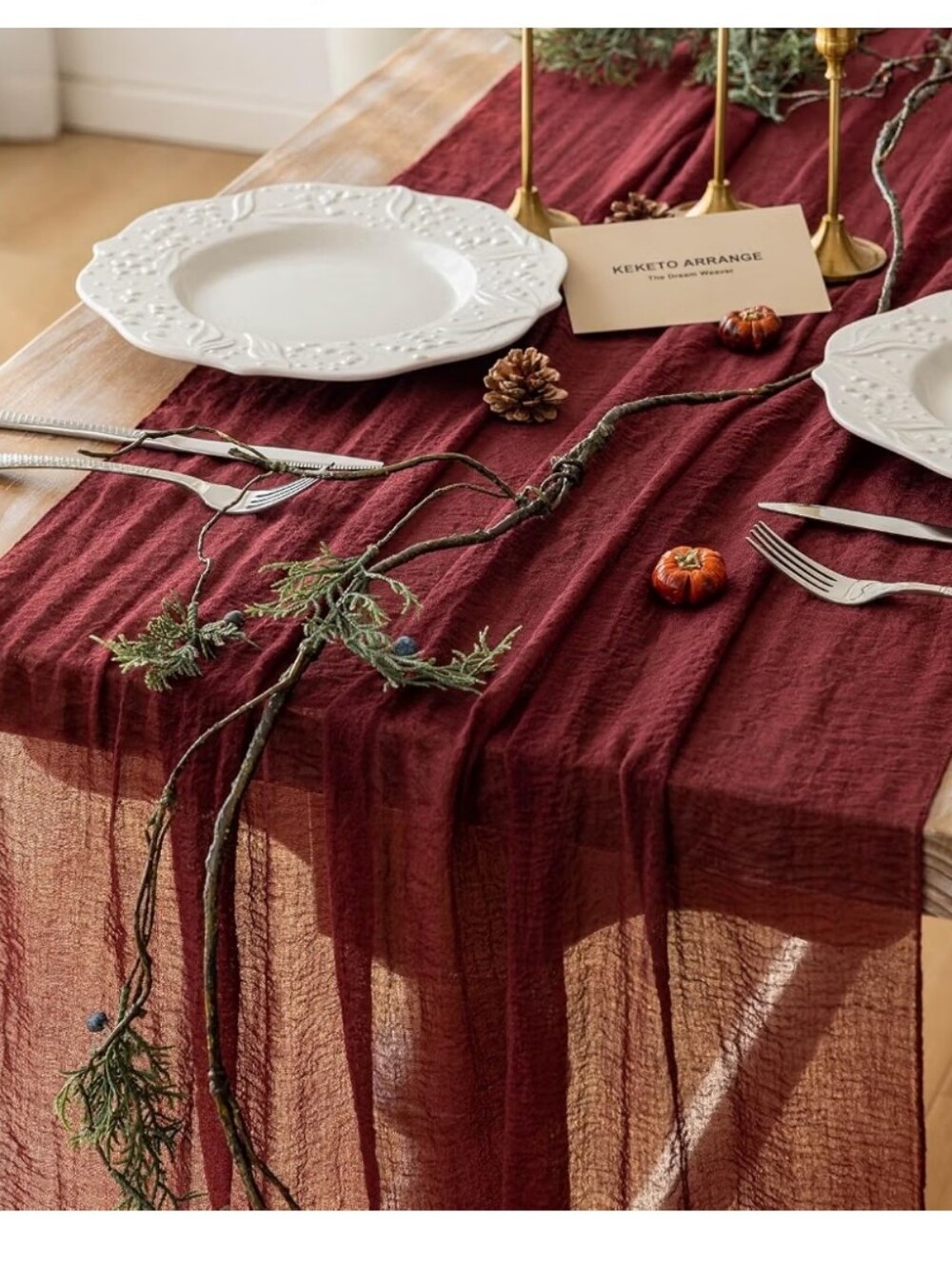 NWOT, Burgundy Table Runner - Home Dining